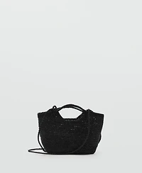 Mango Women's Mini Woven Crossbody Bag