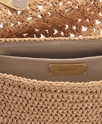 Mango Women's Studs Natural Fiber Shoulder Bag