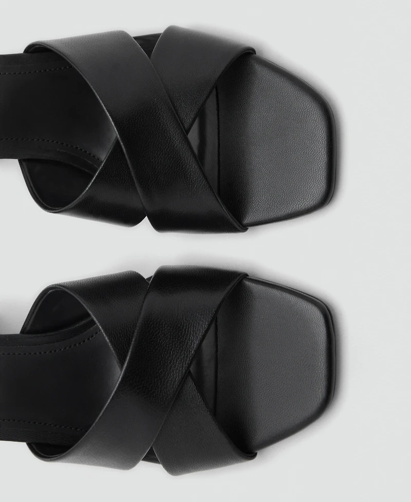 Mango Women's Leather Block-Heel Sandals