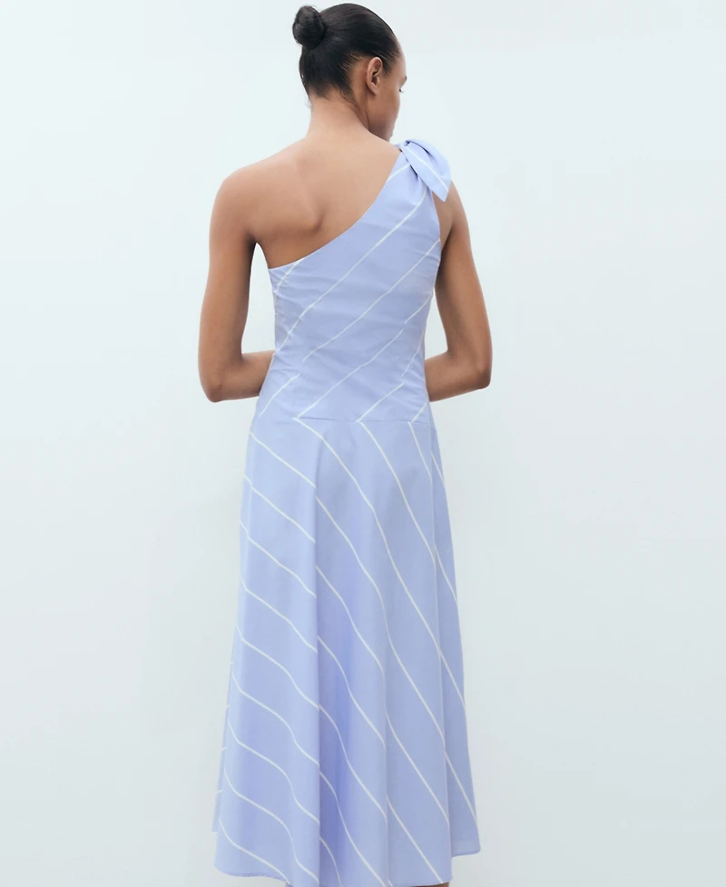 Mango Women's Asymmetrical Knot Striped Dress