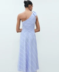 Mango Women's Asymmetrical Knot Striped Dress