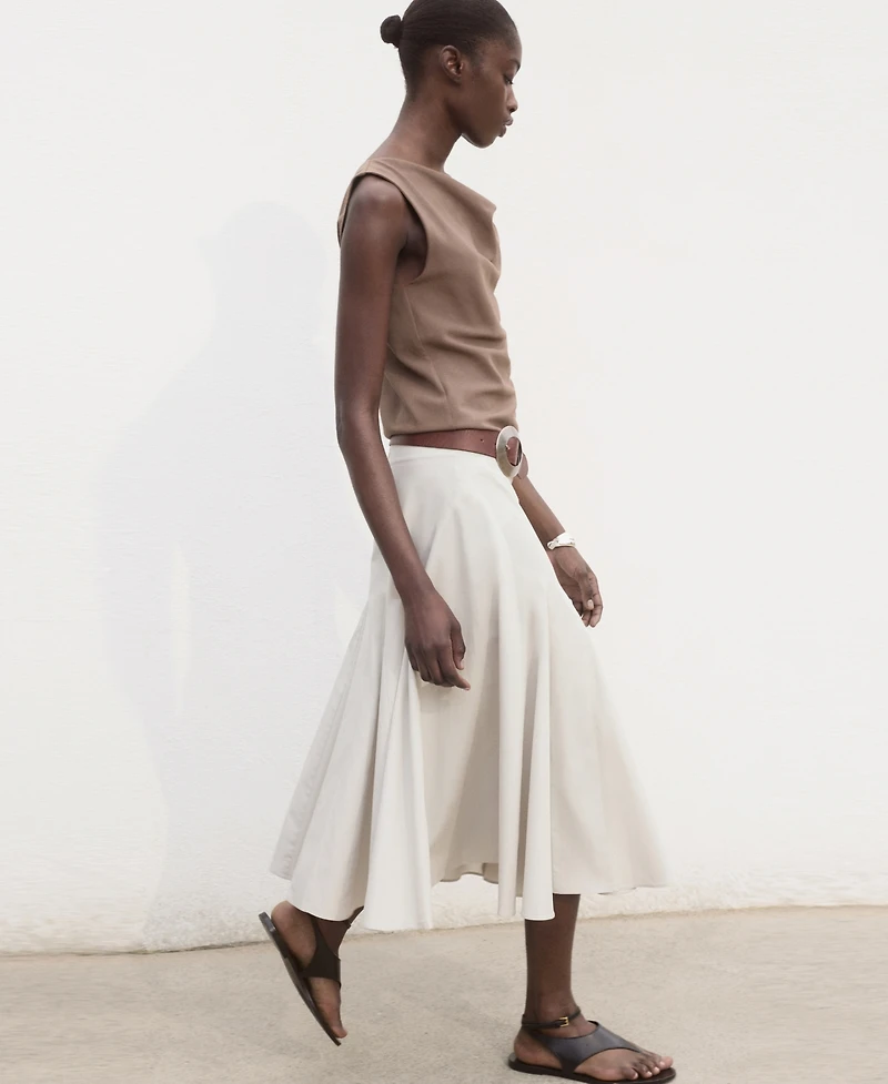 Mango Women's Pleated Midi Skirt