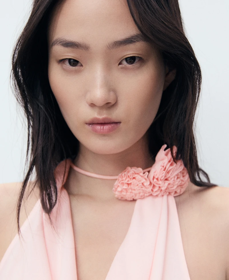 Mango Women's Flower Detail Draped Blouse