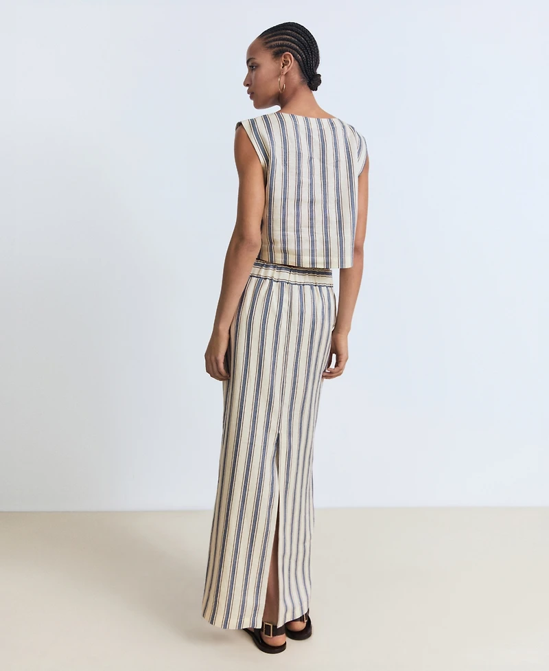 Mango Women's Striped Linen Skirt