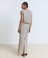 Mango Women's Striped Linen Skirt