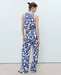 Mango Women's Printed Linen-Blend Pants