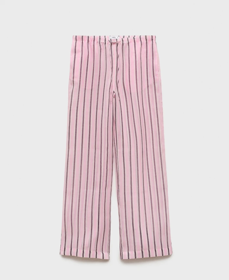 Mango Women's Striped Ramie Pants