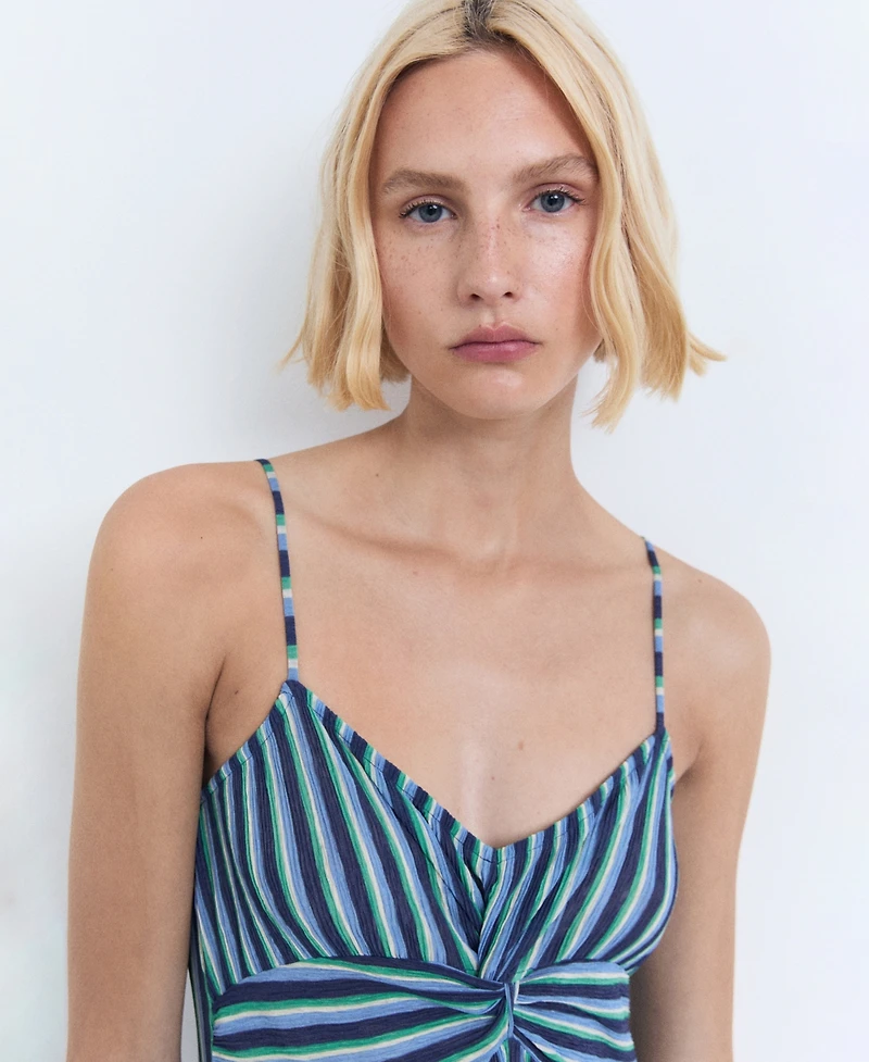 Mango Women's Striped Gathered Dress