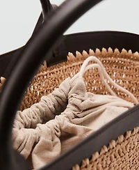 Mango Women's Large Double Handle Natural Fiber Bag