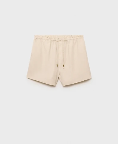 Mango Women's Straight-Fit Drawstring Linen Shorts