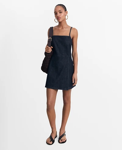 Mango Women's Short Denim Romper