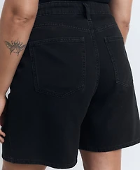 Mango Women's Mid-Rise Pleated Denim Bermuda Shorts