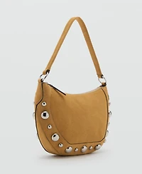 Mango Women's Medium Studded Suede Handbag