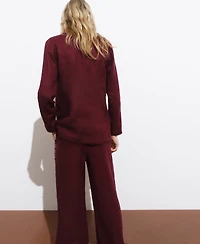 Mango Women's Frayed Ends Linen Suit Blazer