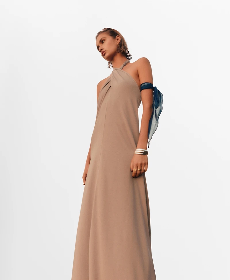 Mango Women's Long Halter Wrap Dress