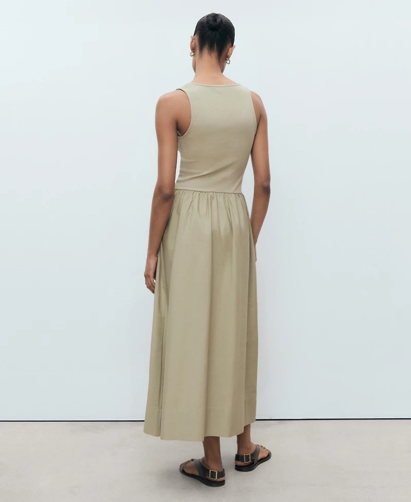 Mango Women's Combined Fabric Flared Dress