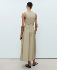 Mango Women's Combined Fabric Flared Dress