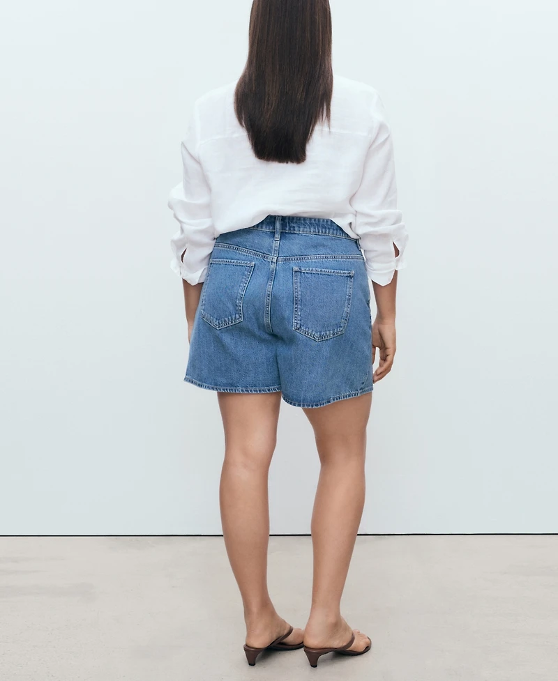 Mango Women's High-Waisted Straight-Fit Denim Shorts