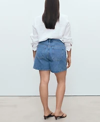 Mango Women's High-Waisted Straight-Fit Denim Shorts