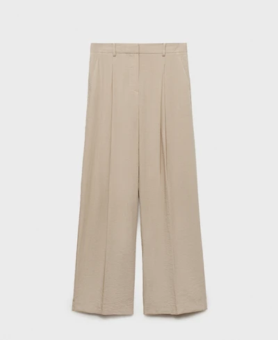 Mango Women's Wide Leg Pleated Pants