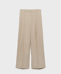 Mango Women's Wide Leg Pleated Pants
