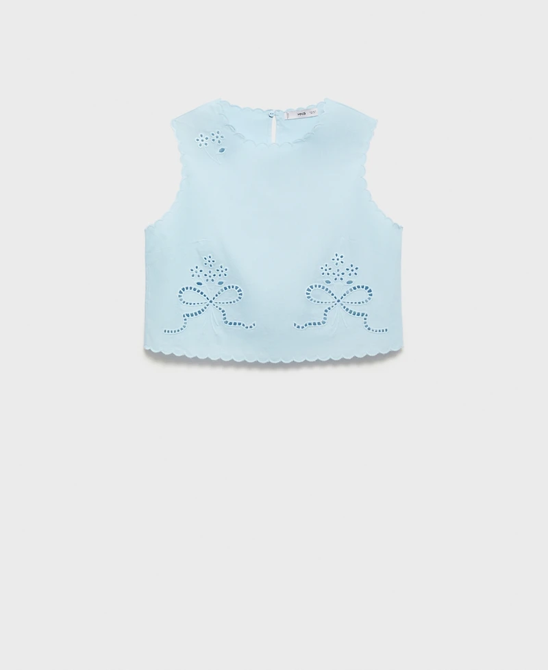 Mango Women's Embroidered Crop Top