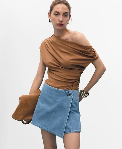 Mango Women's Wrapped Denim Skort