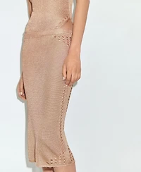 Mango Women's Openwork Details Lurex Pencil Skirt