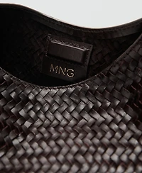 Mango Women's Braided Leather Shoulder Bag