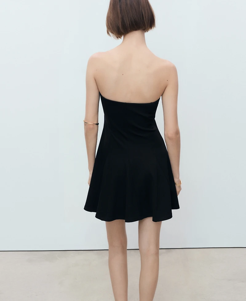 Mango Women's Short Pleated Strapless Dress