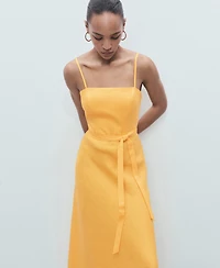 Mango Women's Bow Linen-Blend Dress