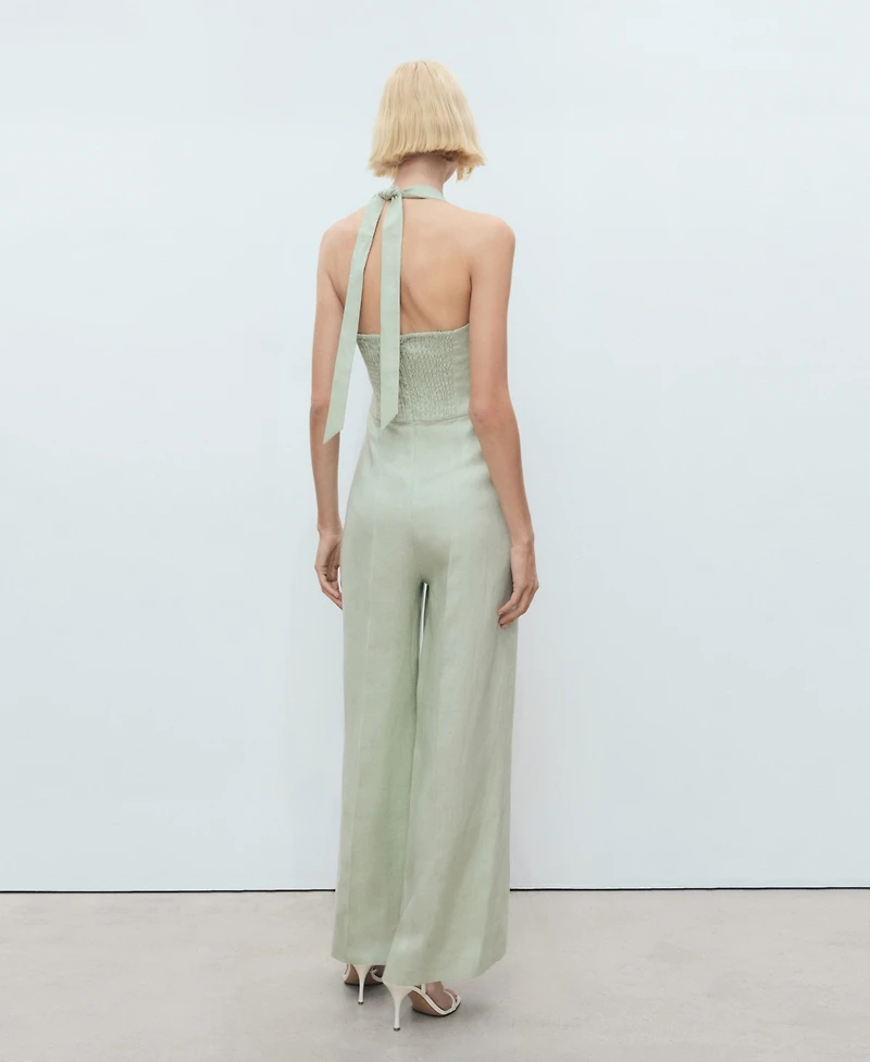 Mango Women's Linen Halter Jumpsuit
