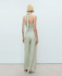 Mango Women's Linen Halter Jumpsuit
