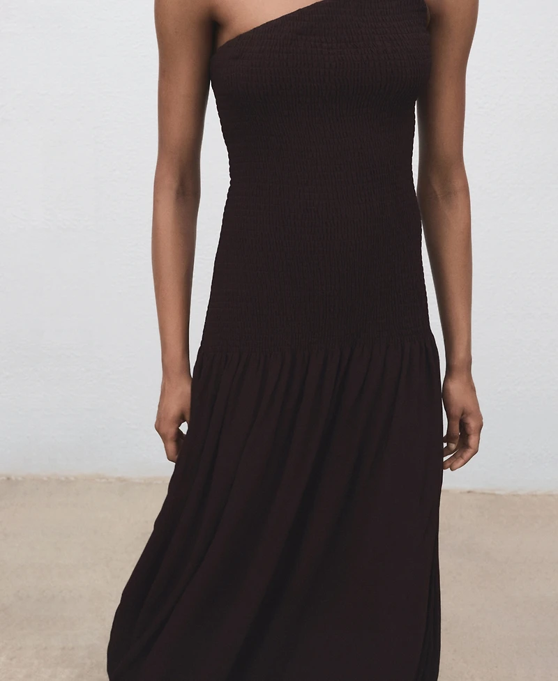 Mango Women's Gathered Body Asymmetrical Dress