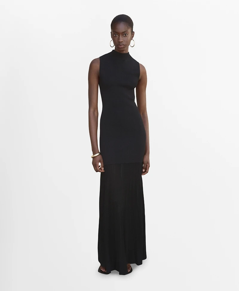 Mango Women's Perkins Collar Combined Dress