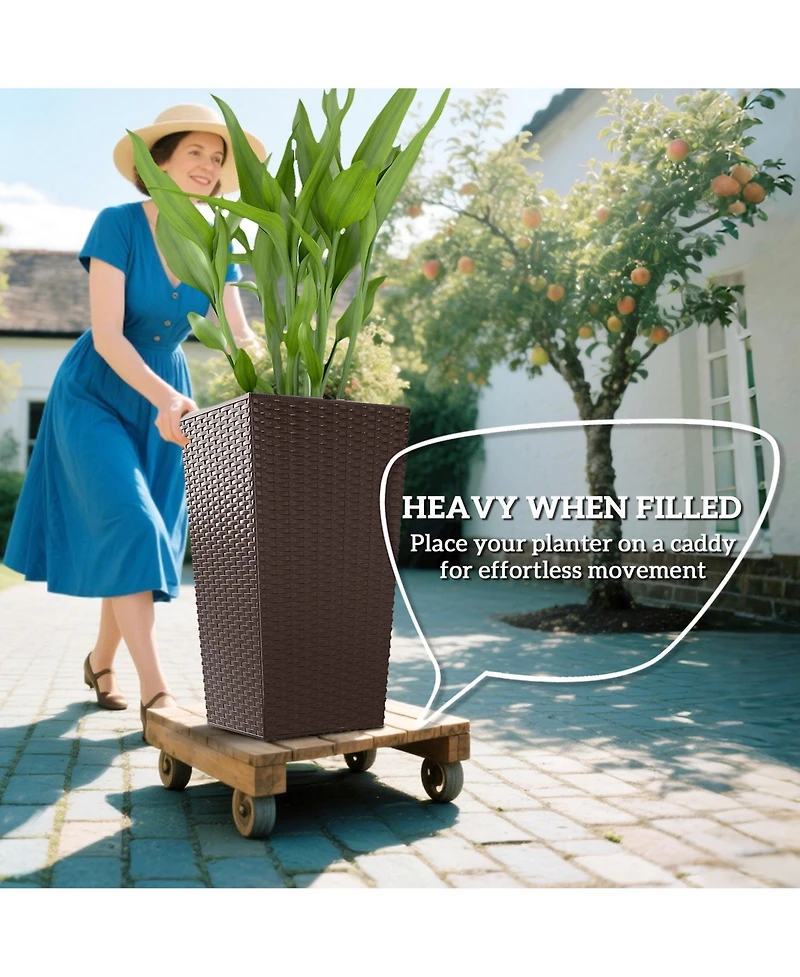 Outsunny Set of 3 Tall Planters, Indoor and Outdoor Flower Pot Set