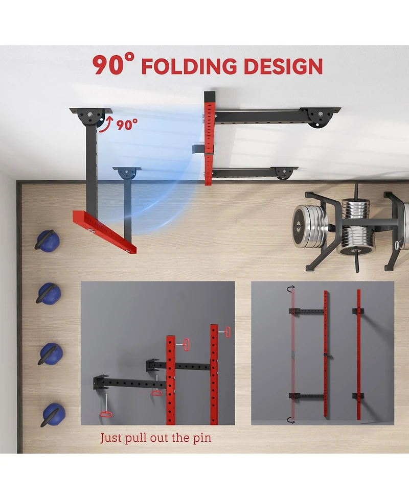 Soozier Folding Squat Rack with Pull Up Bar, 1000 Pounds Capacity