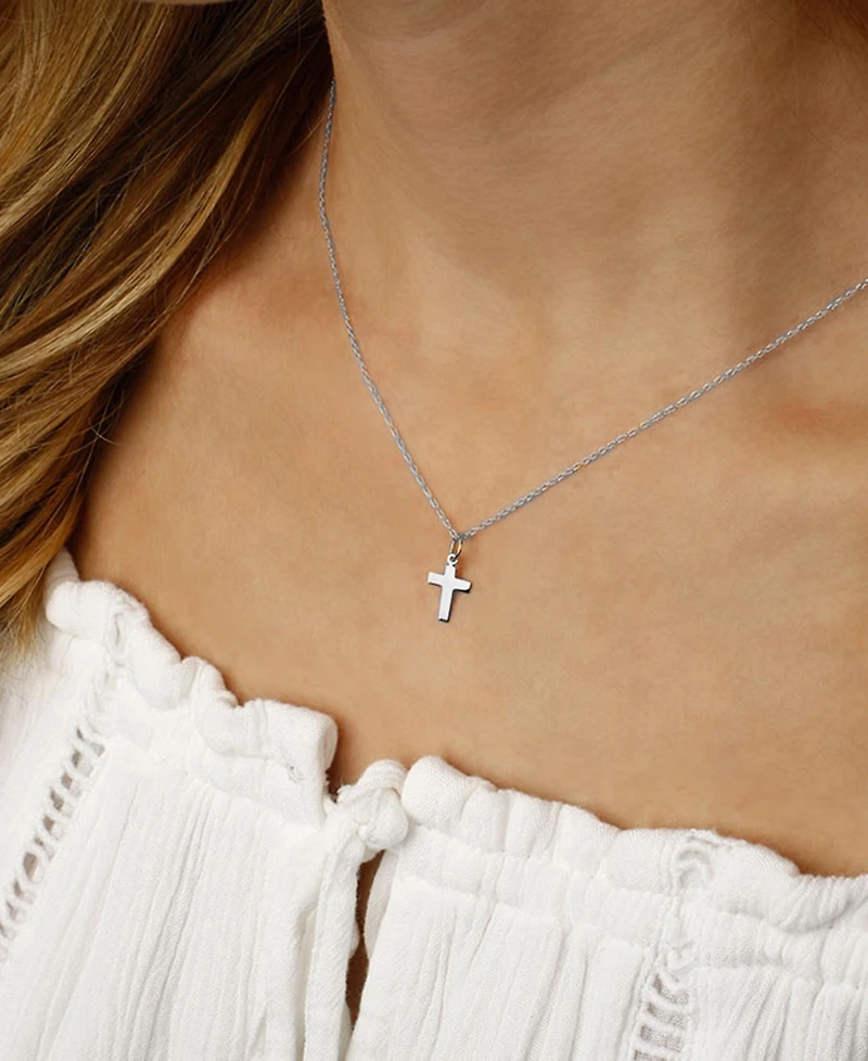 Flat Cross Necklace Set 14k Gold