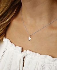 Flat Cross Necklace Set 14k Gold