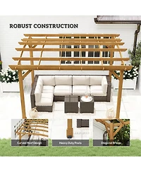 Outsunny 10' x 12' Outdoor Pergola, Wood Gazebo w/ Arched Roof,