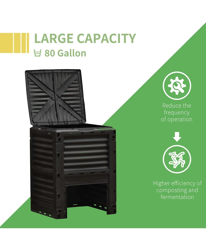 Outsunny Garden Compost Bin 80 Gallon Large Outdoor Compost Container,