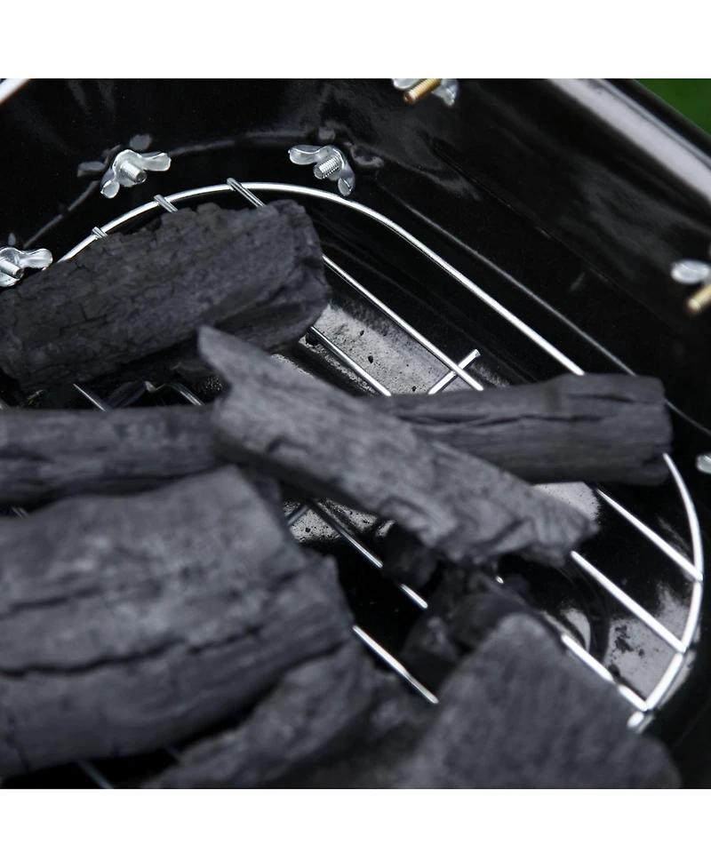 Outsunny 14” Iron Porcelain Backyard Camping Patio Charcoal Fold Tabletop