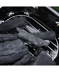 Outsunny 14” Iron Porcelain Backyard Camping Patio Charcoal Fold Tabletop