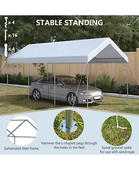 Outsunny 20' x 10' Height Adjustable Carport Patio Storage Shelter,