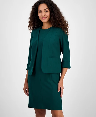Kasper Women's Collarless Open-Front Cuffed Jacket, Regular & Petite