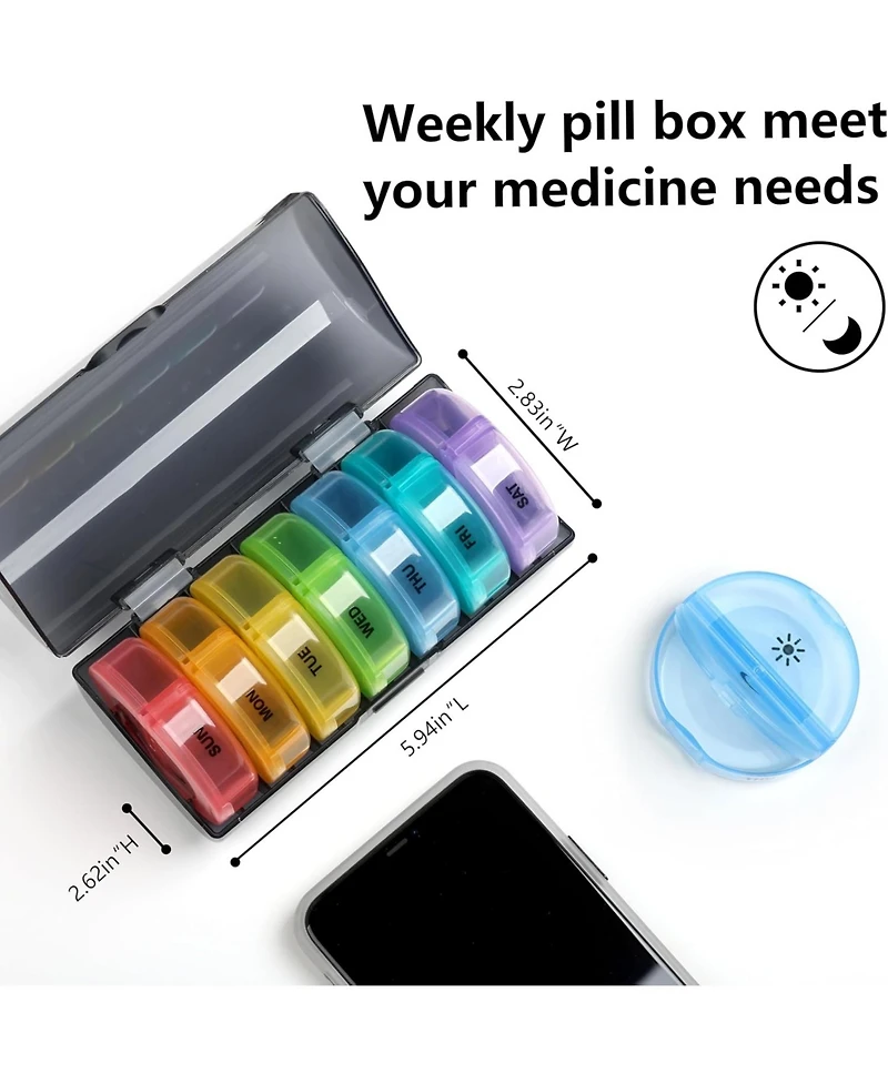 Sukuos Weekly Pill Organizer 7 Day 2 Times a