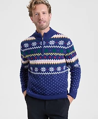Holiday Lane Men's Fair Isle Zip-Neck Sweater, Macy's Exclusive