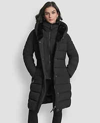 Dkny Women's Belted Asymmetrical Zip Front Puffer Coat