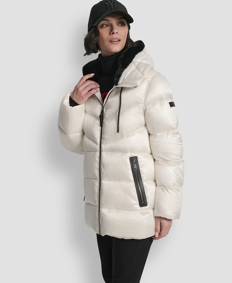 Dkny Women's Shine Hooded Puffer Coat