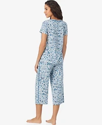 Cuddl Duds Women's Short Sleeve Cropped Pajama Set
